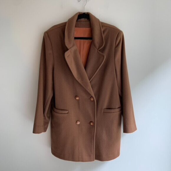 Vintage 90s Women's Braemar Jeremy Scott Pea Wool Coat Double Breasted Buttons - Picture 8 of 15